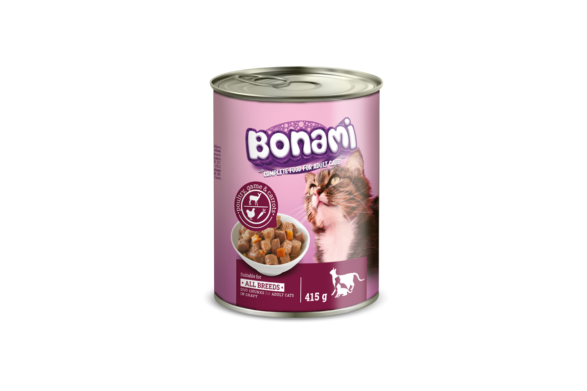 Bonami ploč. za mačke 415 g divja&peru&korenje - novo