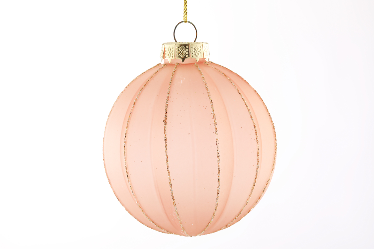 KROGLICA DEKORATIVNA, STEKLENA PINK/ZLATA, 8cm