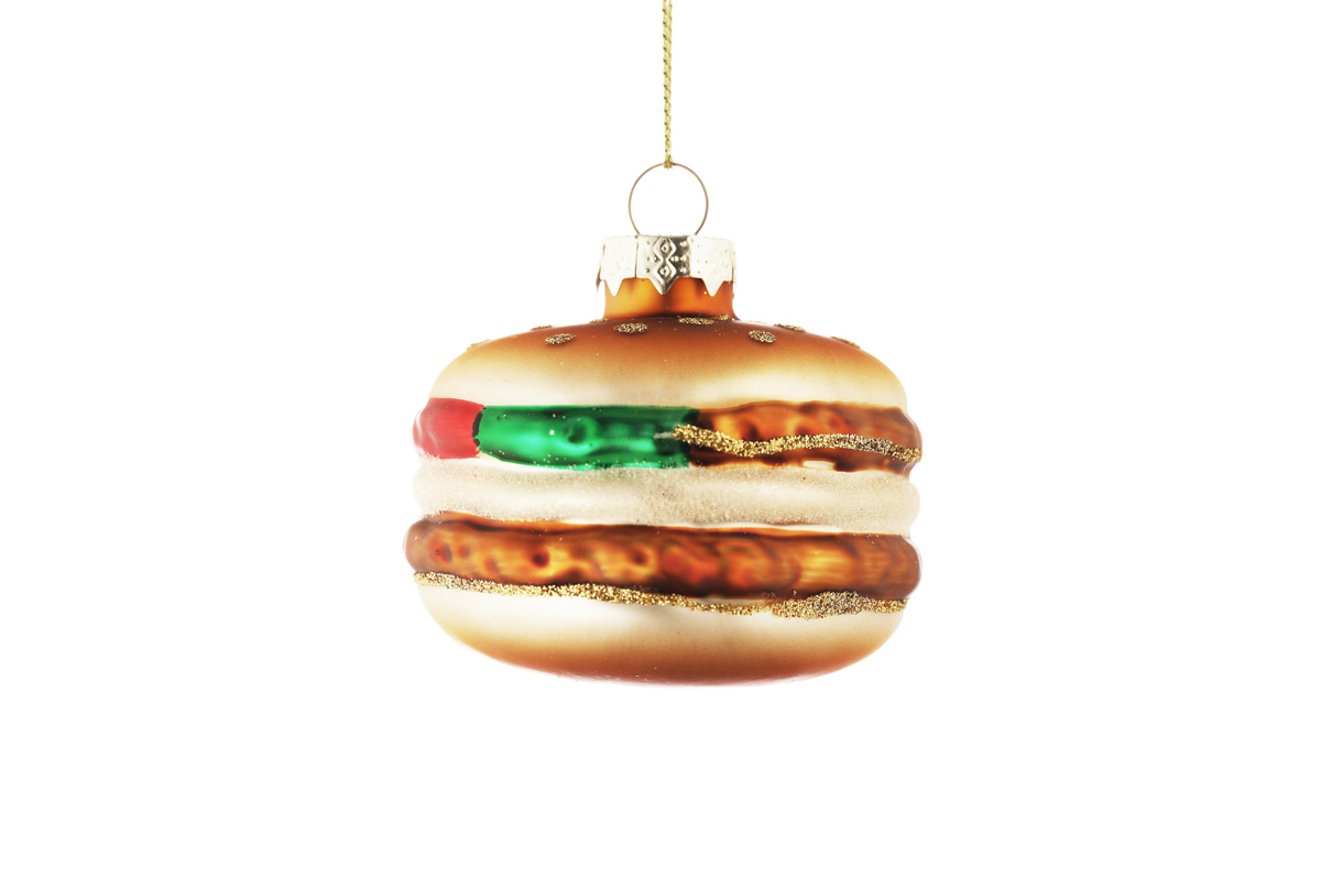 OKRASEK VISEČI STEKLENI HAMBURGER