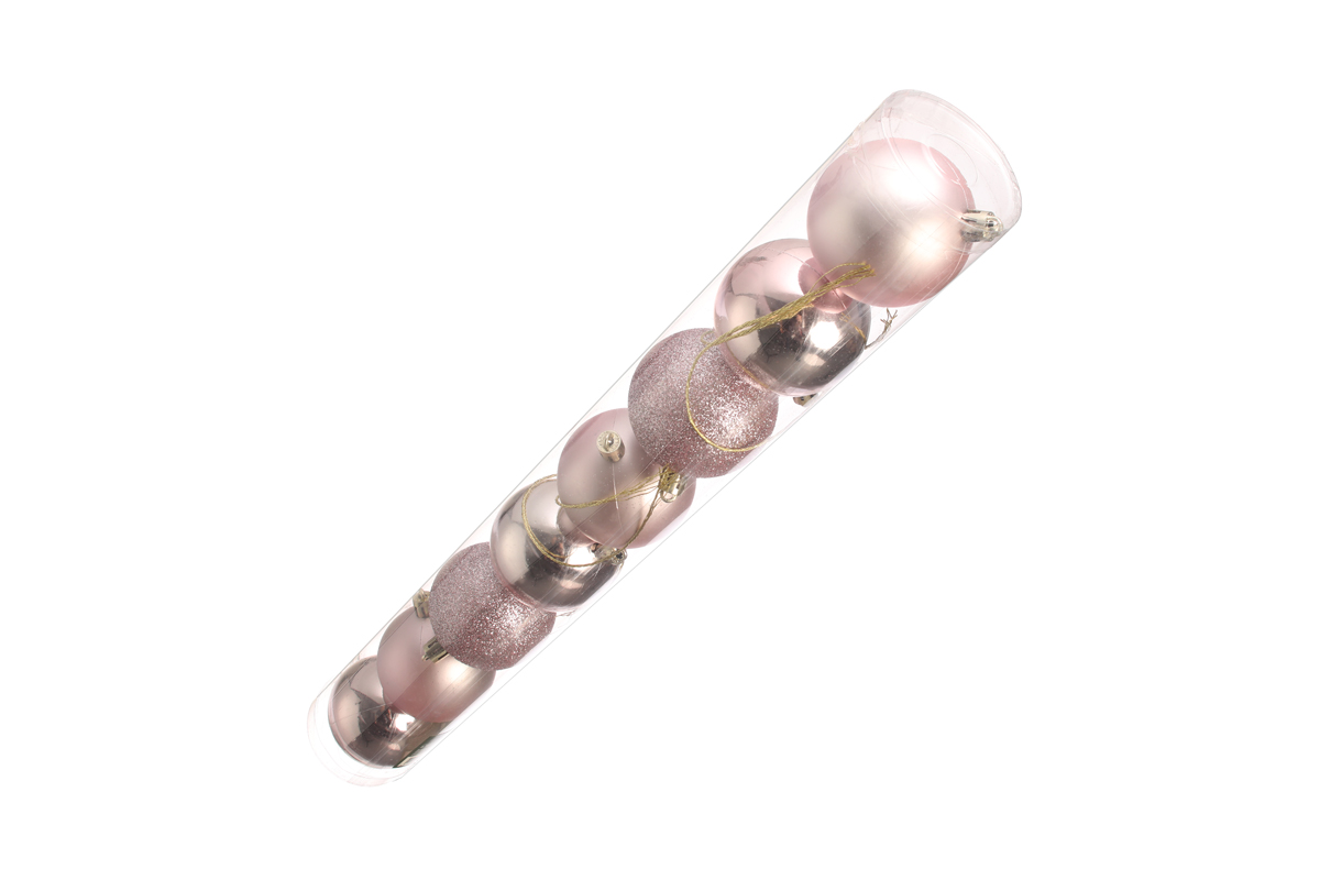 KROGLICE DEKOR.PLASTIČNE PINK, 6.5cm, SET 8/1