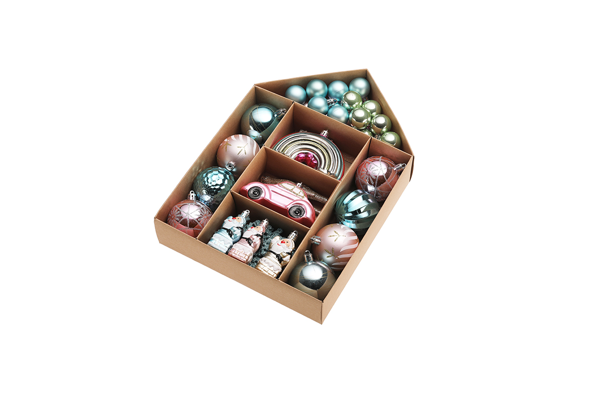 DEKORATIVNI PLASTIČNI OKRASI ROZA/ZELENA MIX, 6 cm, SET 70/1 