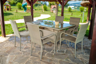 Stol vrtni Bay ratan siv 