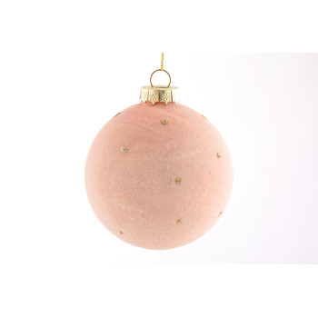 KROGLICA DEKORATIVNA, STEKLENA S PIKAMI PINK, 8cm 