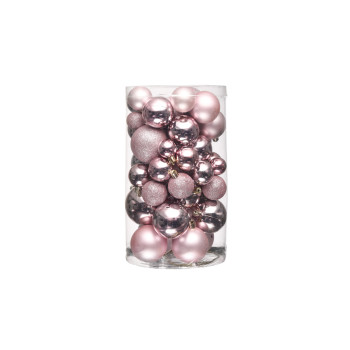 KROGLICE DEKOR.PLASTIČNE PINK MIX, SET 50/1 
