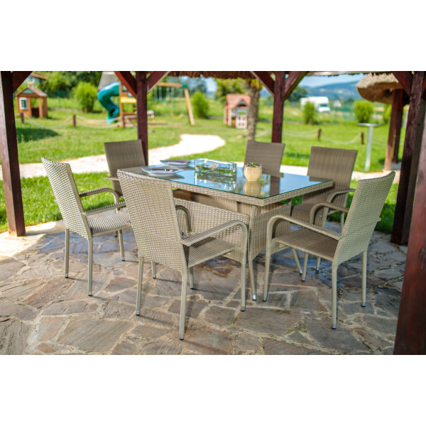 Stol vrtni Bay ratan siv 