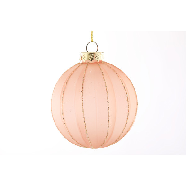 KROGLICA DEKORATIVNA, STEKLENA PINK/ZLATA, 8cm 