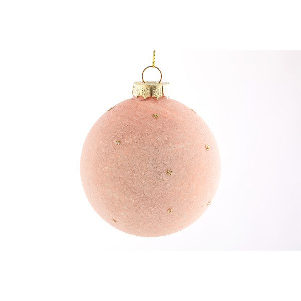 KROGLICA DEKORATIVNA, STEKLENA S PIKAMI PINK, 8cm 