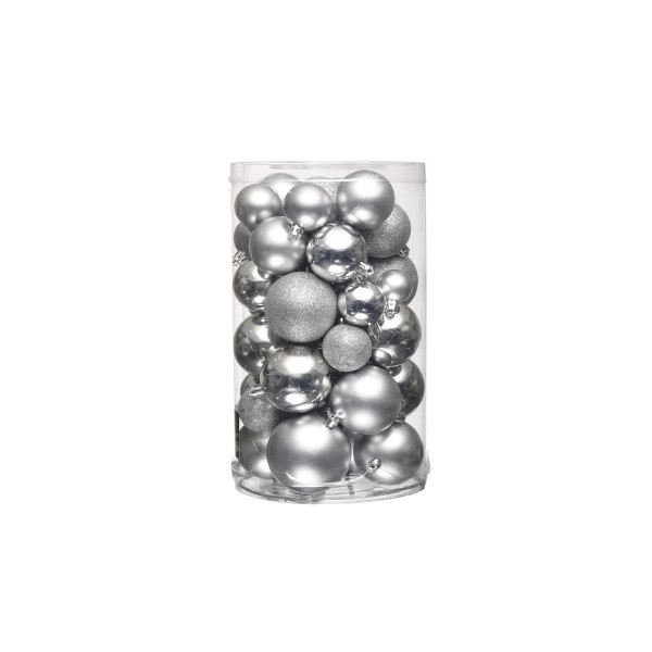 KROGLICE DEKOR.PLASTIČNE SREBRNE MIX, SET 50/1 
