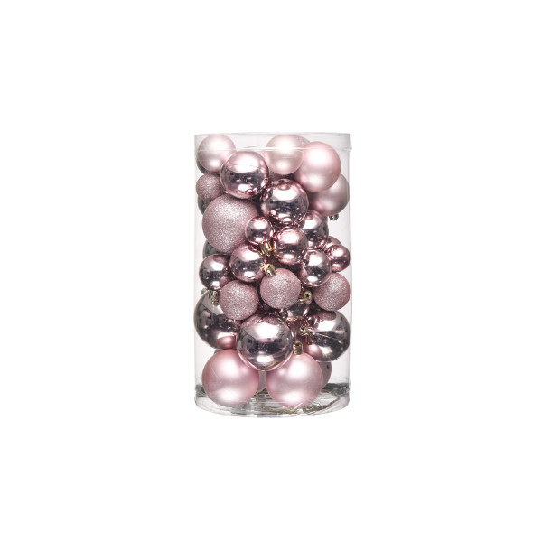 KROGLICE DEKOR.PLASTIČNE PINK MIX, SET 50/1 