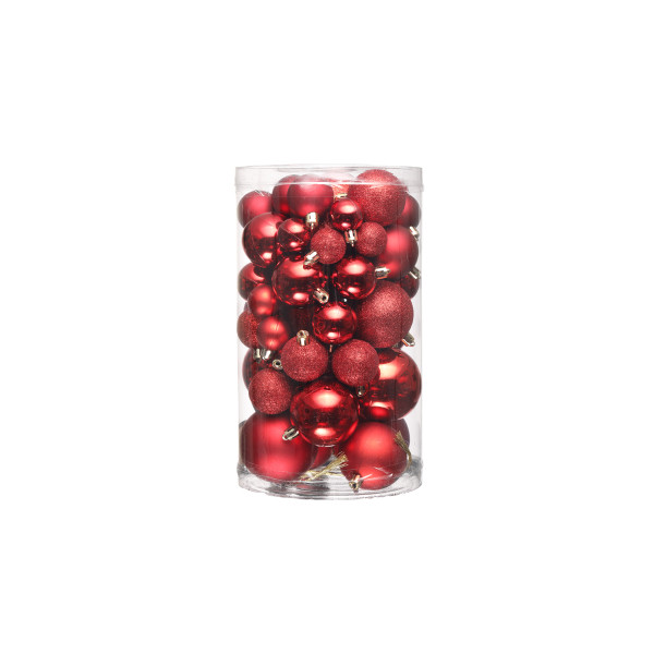 KROGLICE DEKOR.PLASTIČNE RDEČE MIX, SET 50/1 