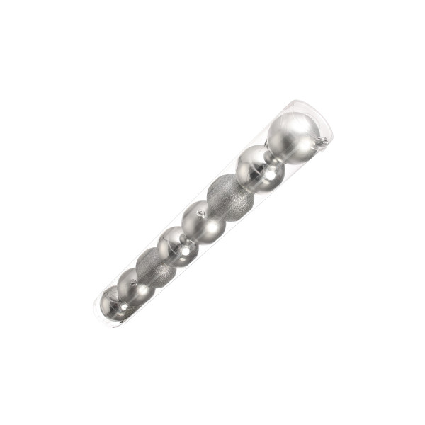 KROGLICE DEKOR.PLASTIČNE SREBRNE, 6.5cm, SET 8/1 