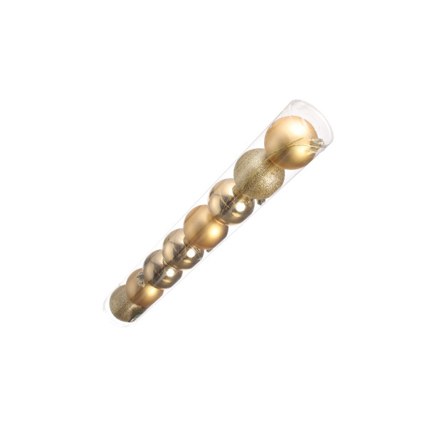 KROGLICE DEKOR.PLASTIČNE ZLATE, 6.5cm, SET 8/1 