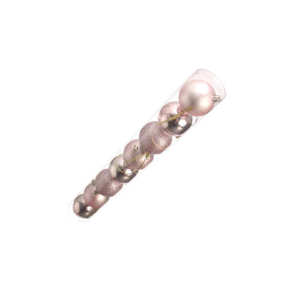 KROGLICE DEKOR.PLASTIČNE PINK, 6.5cm, SET 8/1 