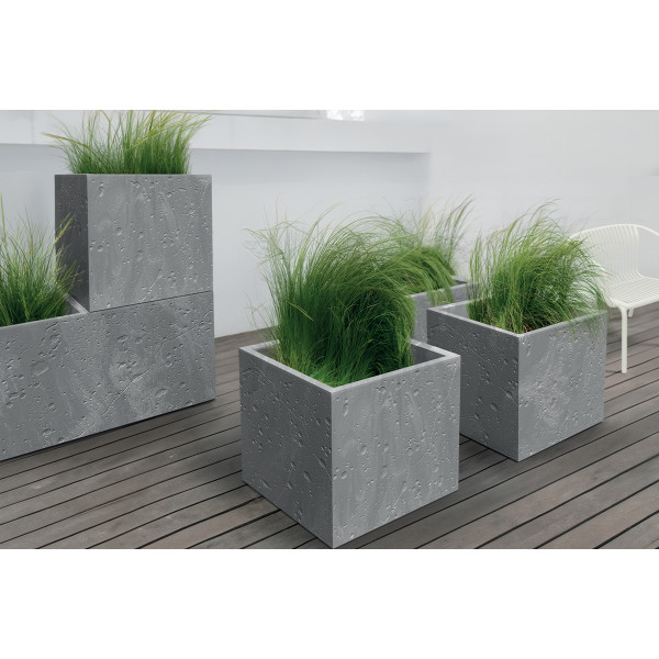 PVC Korito, Sierra Square, 28x28x29 cm, Beton barva