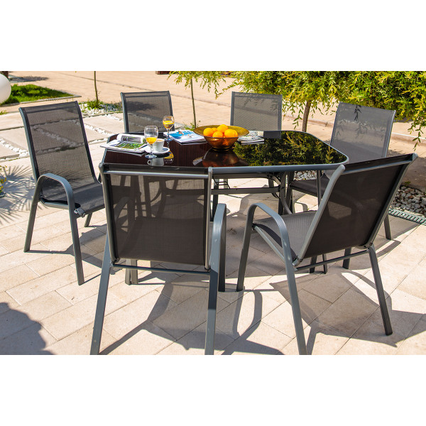 SET STOL VRTNI COMO črn 6/1 