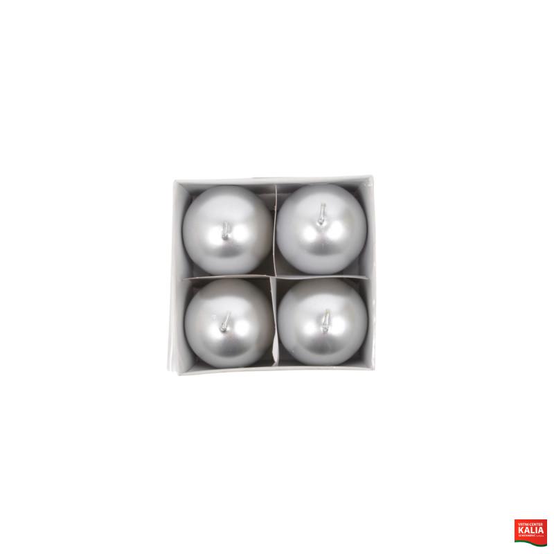 SVEČA ADVENT KROGLA 60mm 4/1 SREBRNA 