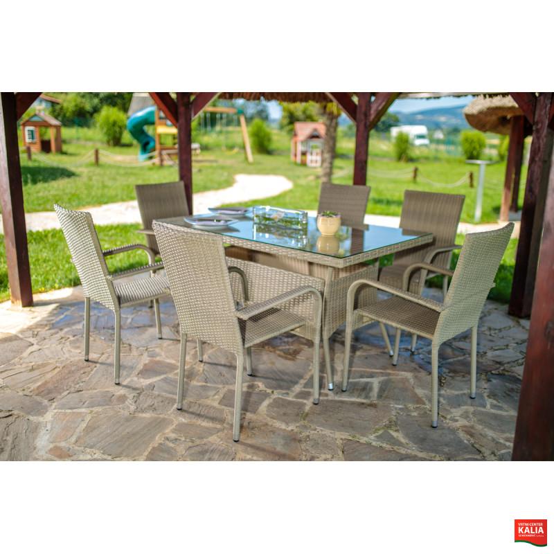 Stol vrtni Bay ratan siv 