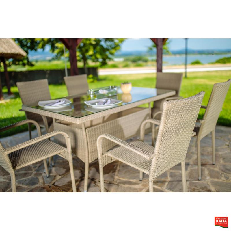 Stol vrtni Bay ratan siv 