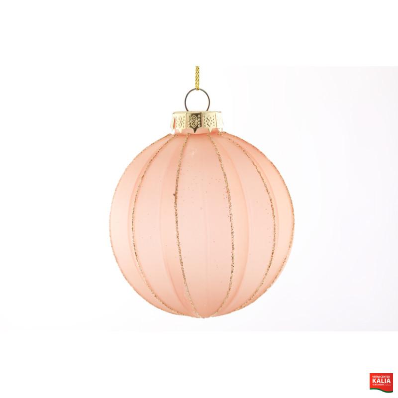 KROGLICA DEKORATIVNA, STEKLENA PINK/ZLATA, 8cm