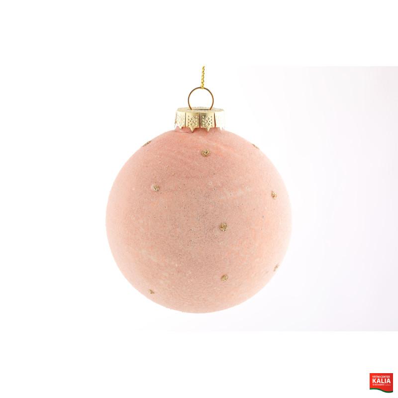 KROGLICA DEKORATIVNA, STEKLENA S PIKAMI PINK, 8cm