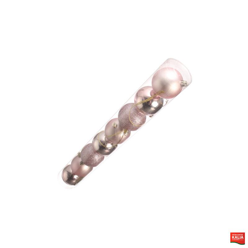 KROGLICE DEKOR.PLASTIČNE PINK, 6.5cm, SET 8/1