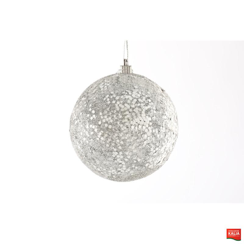 KROGLICA PLASTIČNA Z BLEŠČICAMI SREBRNA,8cm 
