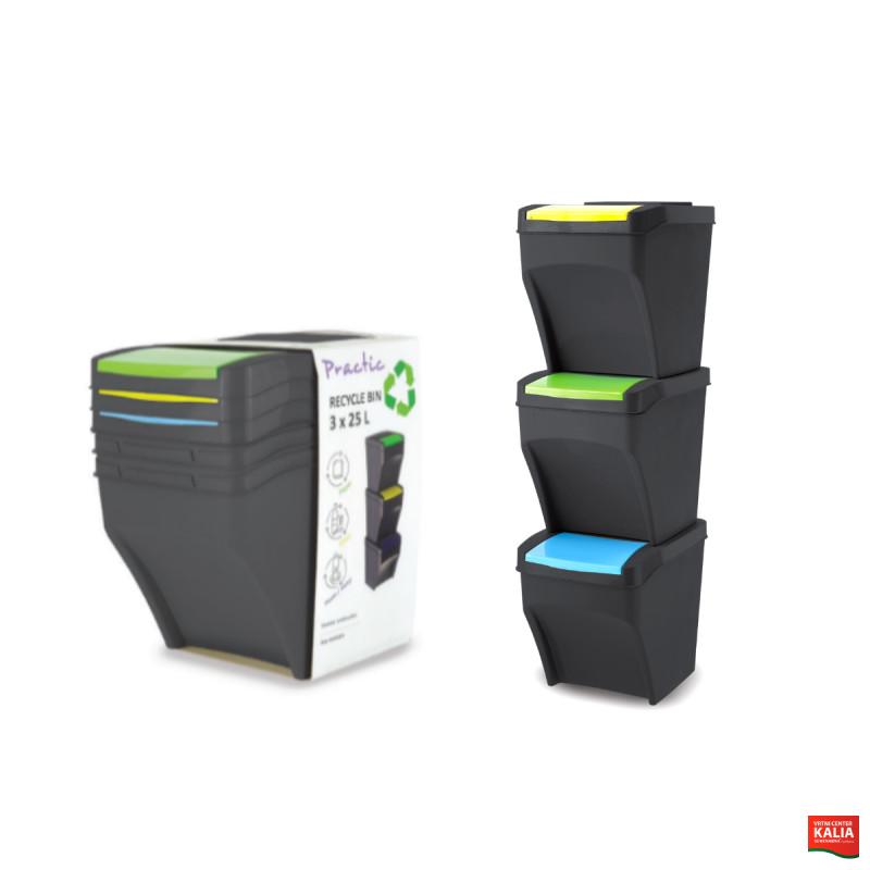 KOŠ ZA LOČEVANJE ODPADKOV PRACTIC SET 3X25LT 