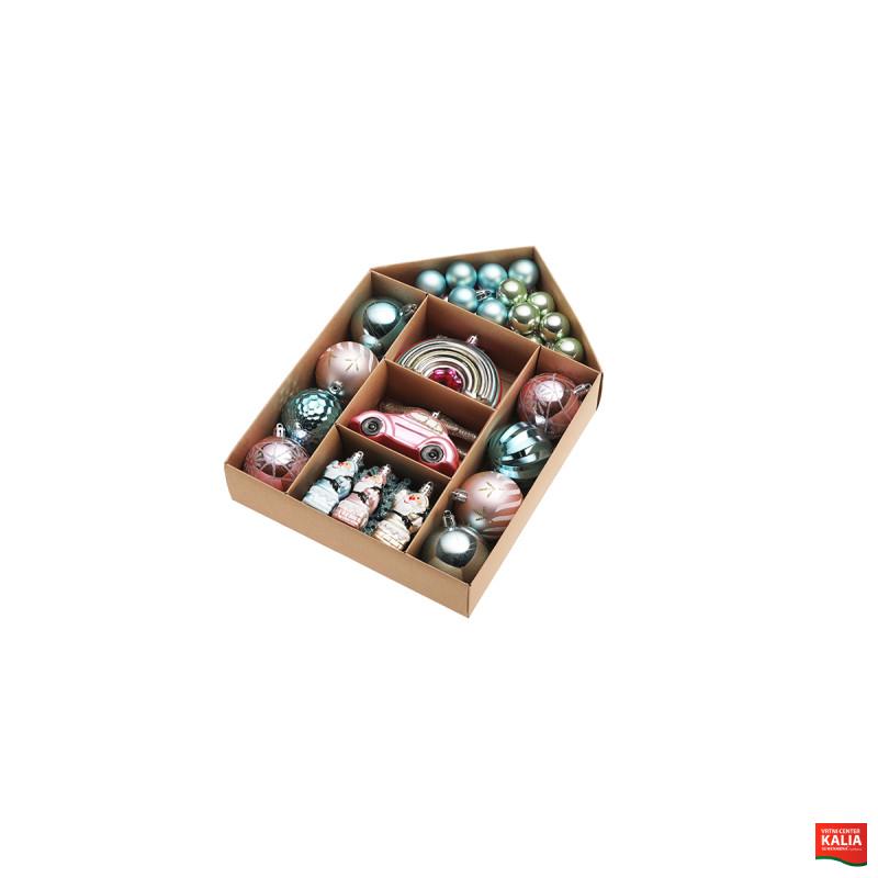 DEKORATIVNI PLASTIČNI OKRASI ROZA/ZELENA MIX, 6 cm, SET 70/1 