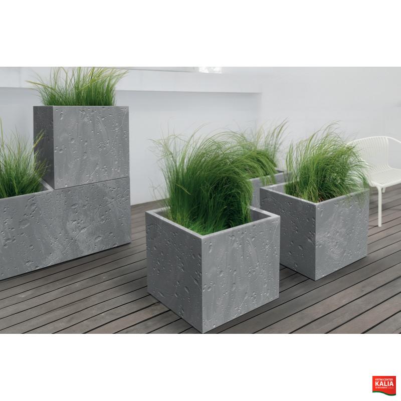 PVC Korito, Sierra Square, 28x28x29 cm, Beton barva