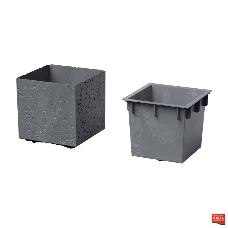 PVC Korito, Sierra Square, 38.5x38.5x37 cm, Beton barva