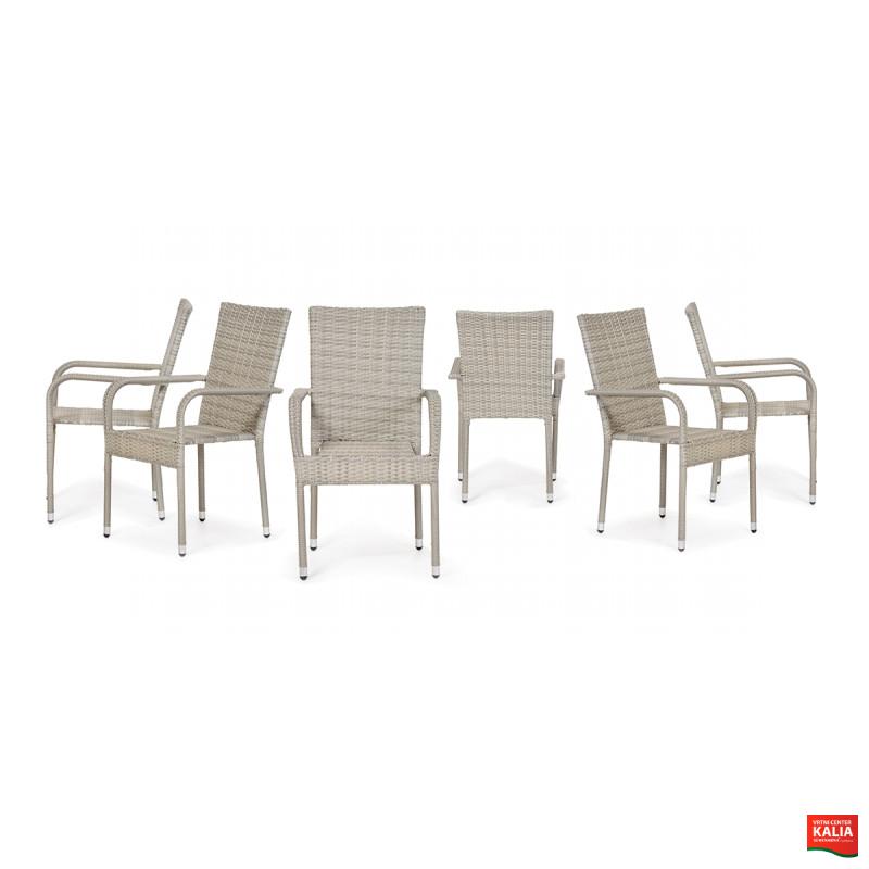 Stol vrtni Bay ratan siv 6/1 