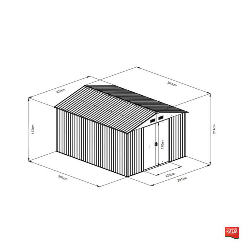 KOVINSKA VRTNA HIŠKA 303x301xH214 