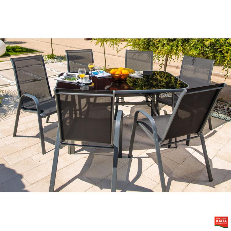 SET STOL VRTNI COMO črn 6/1 